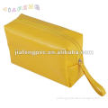 Yellow Pu Soft Cosmetic Bag with Zipper Top and Single Handle